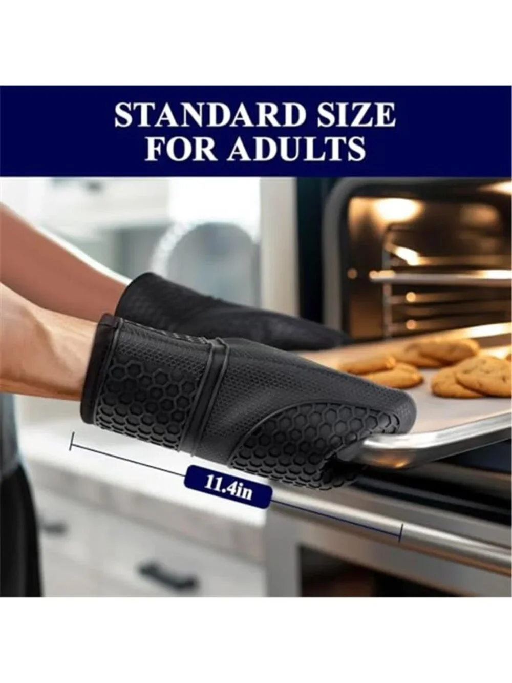 Silicone Oven Mitts, Set of 2, Heat Resistant, Oven Gloves with Soft
